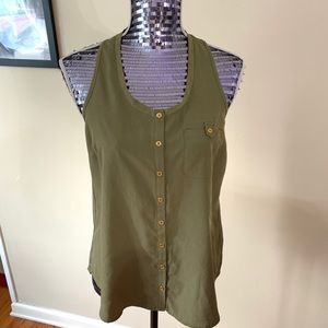 Olive Button Down Professional Tank Top